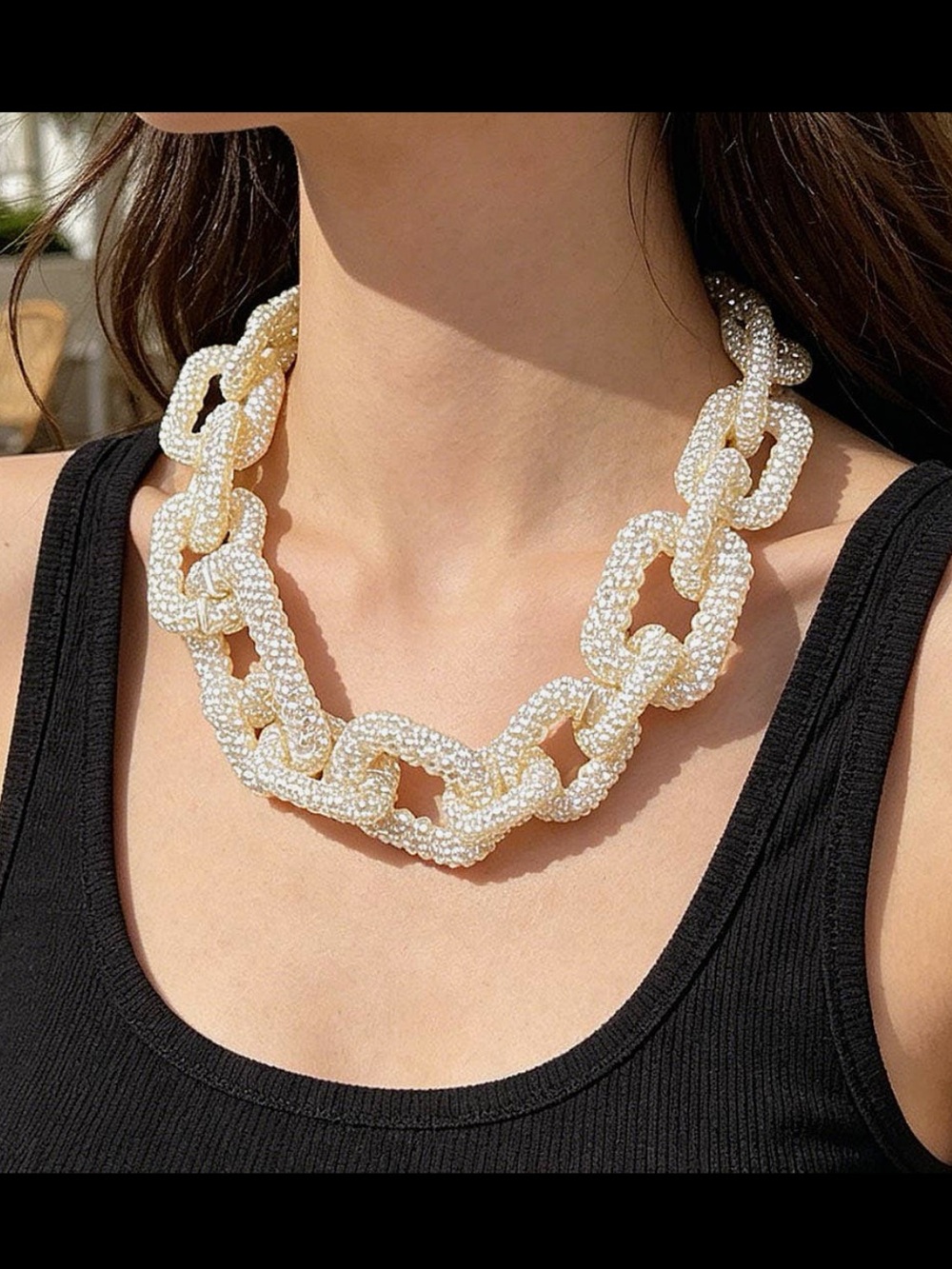 Pearl Chain-Link Statement Necklace - Ivory
